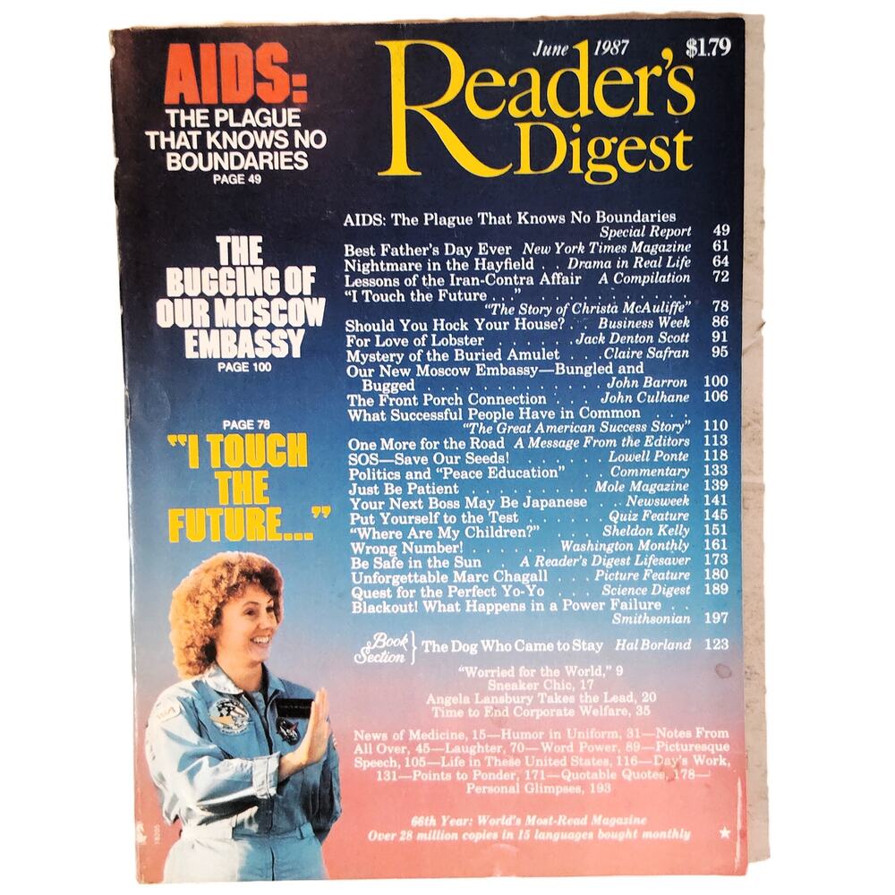Reader's Digest June 1987 Vintage Magazine - Marc Chagall, AIDS Plague